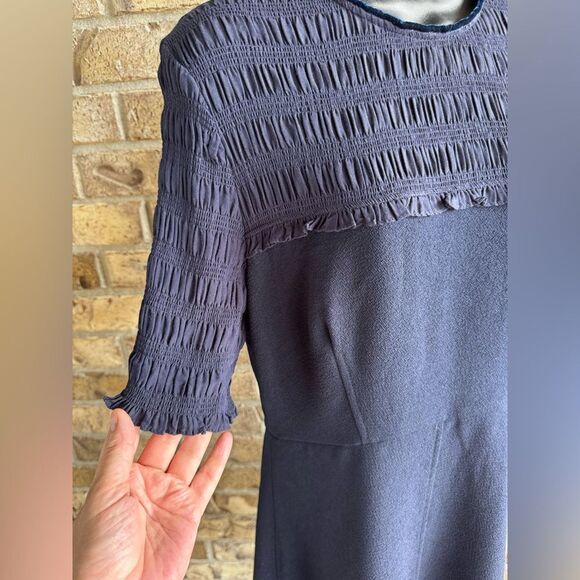 Sandro Fit and Flare Crepe Navy Dress Size 2 - Picture 5 of 15